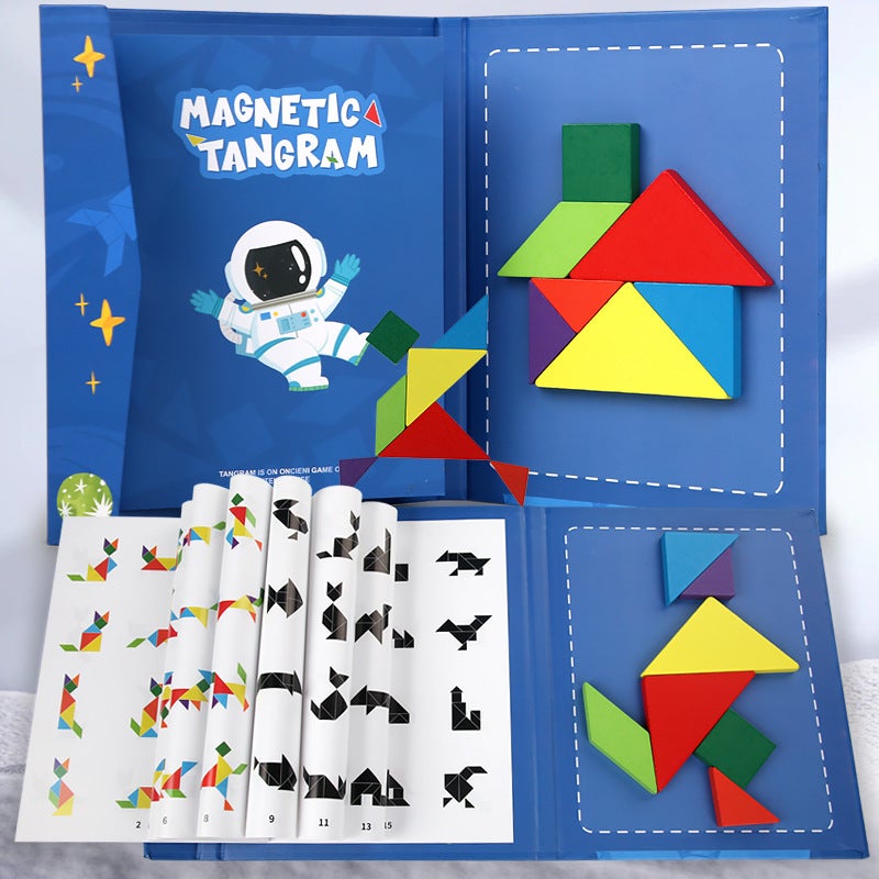 Colorful Wooden Magnetic Tangram Teaching Aids Kidsren'S Educational Early Education Toys Development Puzzles Magnetic Puzzle Fun - Image 2